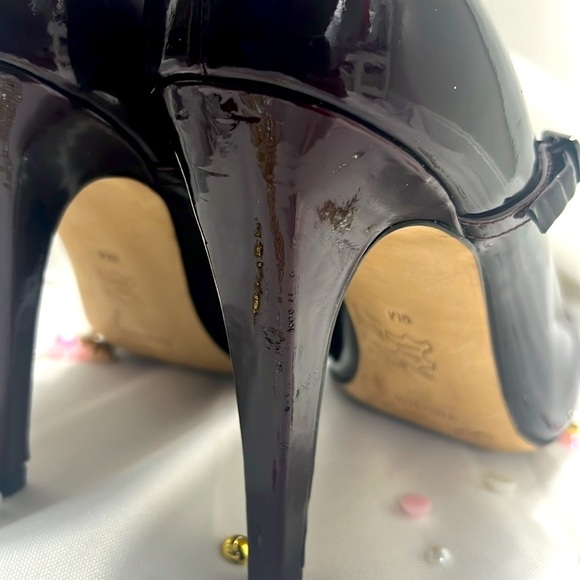 Via Spiga Patent Leather Stiletto Mary Jane Style Heels 9M Dark Purple - Picture 10 of 14